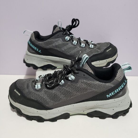 Merrell Speed Strike Gray Black Aqua Women's Sneakers Sz 8 - Picture 1 of 9